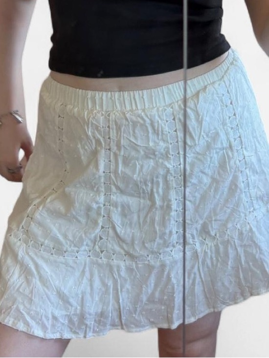 None Dresses & Skirts - Women's White Eyelet Tiered Mini Skirt